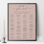 Simple Pink Alphabetical Wedding Seating Chart at Zazzle