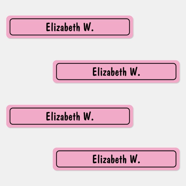 Simple Pink and Black Girl's Name Template Labels (Group)