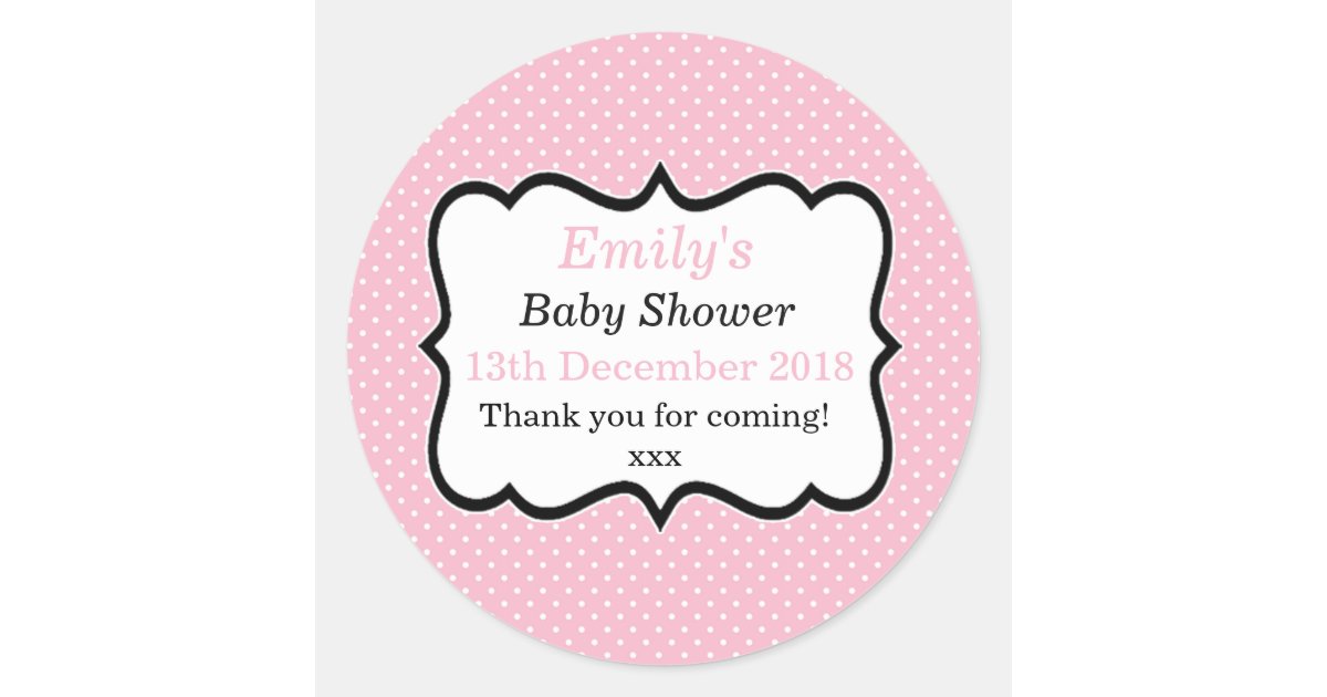 Simple Pink And Black Modern Polka Dot Dots Labels Zazzle Com