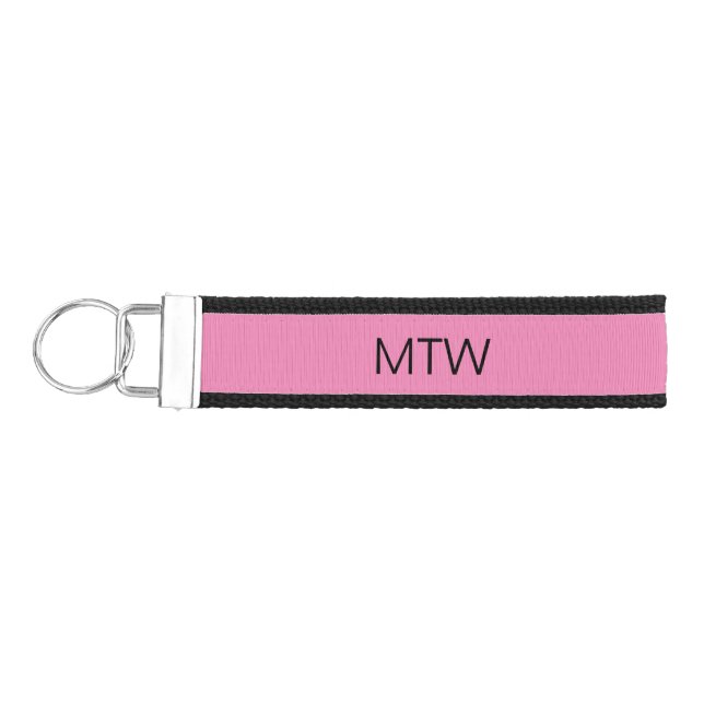 Simple Pink and Black Monogram Wrist Keychain (Keys on Left)
