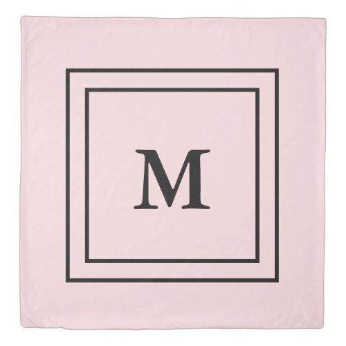 Simple Pink and Black Monogrammed Duvet Cover