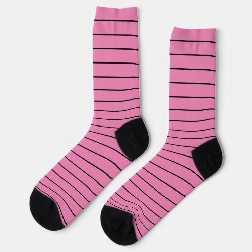 Simple Pink and Black Striped Pattern Socks