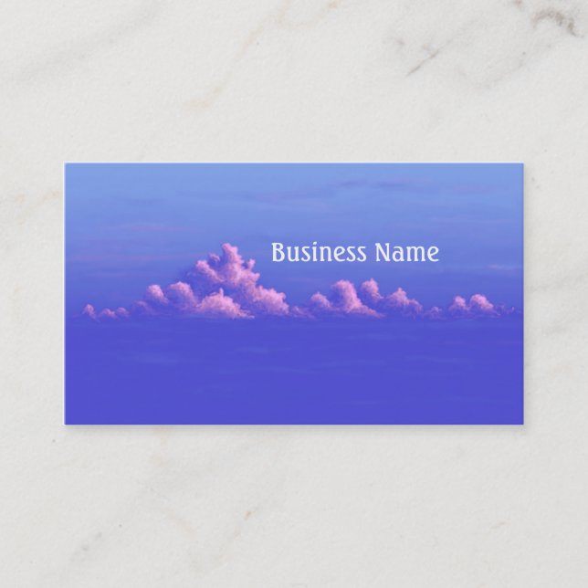 Simple Pink and Blue Cloud Painting Business Card (Front)