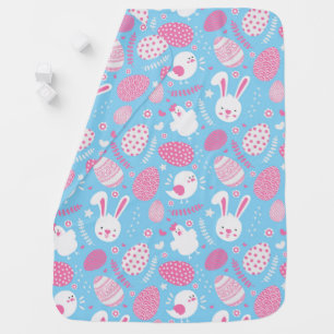 Simple Pink and Blue Easter Pattern   Baby Blanket