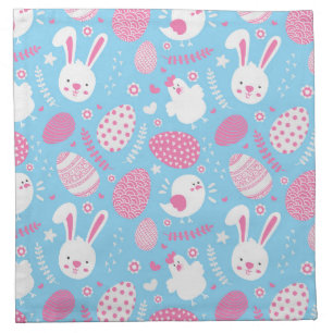 Simple Pink and Blue Easter Pattern Cloth Napkin