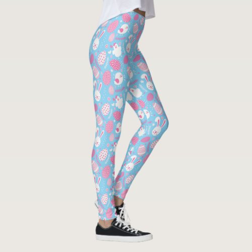 Simple Pink and Blue Easter Pattern  Leggings