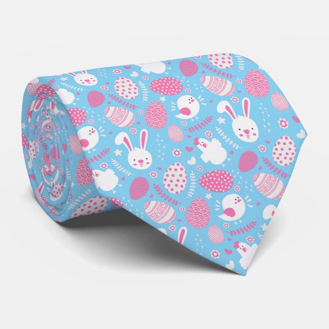 Simple Pink and Blue Easter Pattern | Necktie (Rolled)