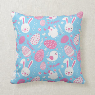Simple Pink and Blue Easter Pattern Throw Pillow