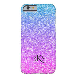 Simple Pink And Blue Glitter Print Monogram Barely There iPhone 6 Case