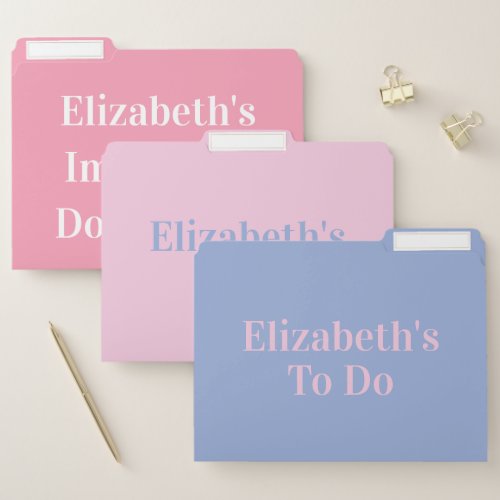 Simple Pink and Blue Name Bills To Do Documents File Folder