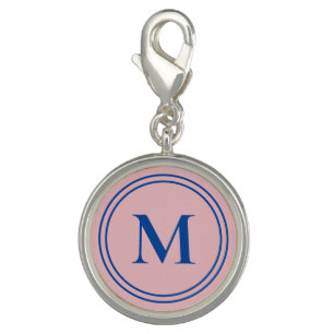 Simple Pink and Dark Blue Monogram Charm