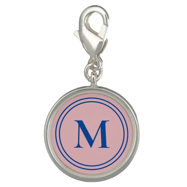 Simple Pink and Dark Blue Monogram Charm (Front)
