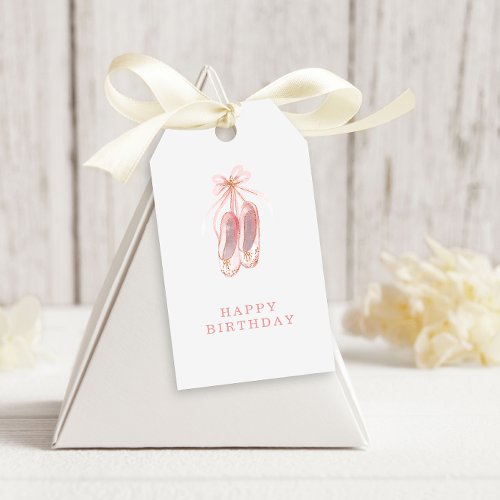 Simple Pink and Glitter Ballerina Shoes Birthday Gift Tags