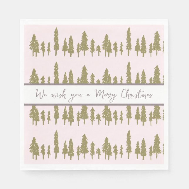  Simple Pink and Magenta Christmas Pattern Napkins (Front)