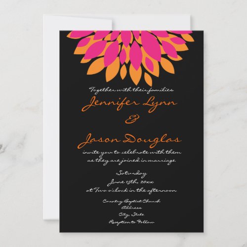 Simple Pink and Orange Flowers Wedding Invitations
