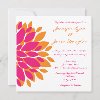 Simple Pink and Orange Flowers Wedding Invitations