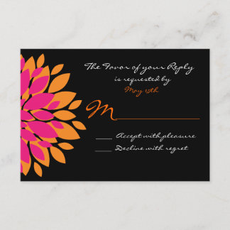 Simple Pink and Orange Flowers Wedding RSVP Cards