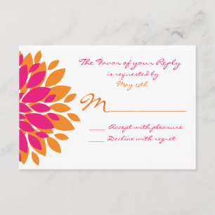 Simple Pink and Orange Flowers Wedding RSVP Cards