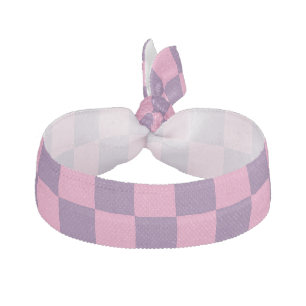 Simple Pink and Purple Checkerboard Pattern Elastic Hair Tie