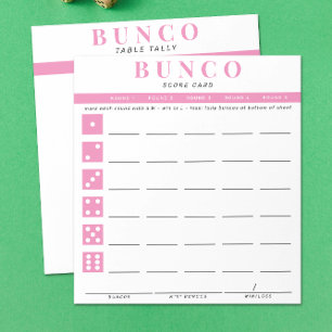 Simple Pink and White Bunco Score Card Notepad