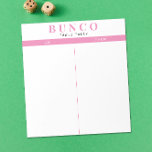 Simple Pink and White Bunco Table Tally Notepad<br><div class="desc">Toss a sheet on each table for the person keeping tally of the score and streamline your Bunco game with these ready to go and easy to use tear off tally sheets with two blank columns and pink accents.</div>