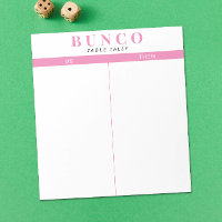 Simple Pink and White Bunco Table Tally Notepad