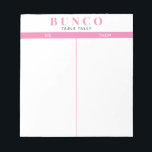 Simple Pink and White Bunco Table Tally Notepad<br><div class="desc">Toss a sheet on each table for the person keeping tally of the score and streamline your Bunco game with these ready to go and easy to use tear off tally sheets with two blank columns and pink accents.</div>