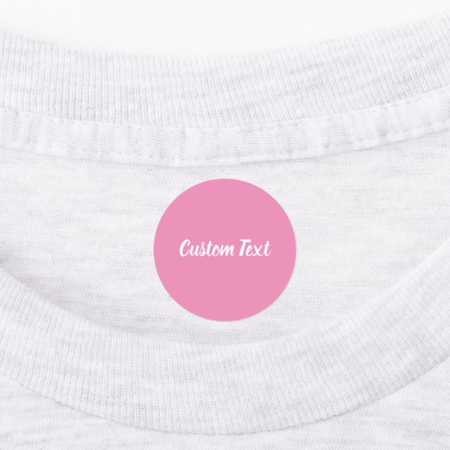 Simple Pink and White Custom Text Script Template Kids' Labels (Affixed)