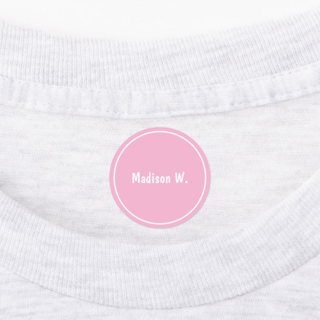 Simple Pink and White Kids First Name Last Initial Kids' Labels (Affixed)