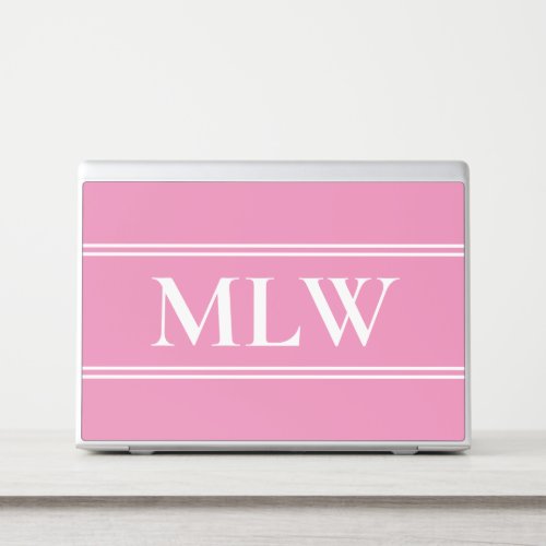 Simple Pink and White Monogram HP Laptop Skin