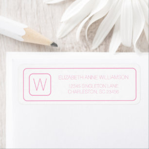 Simple Pink and White Monogram Label
