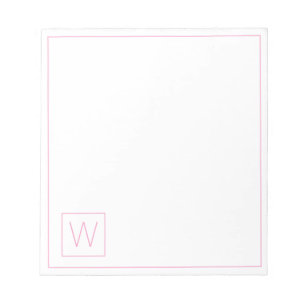 Simple Pink and White Monogram Notepad