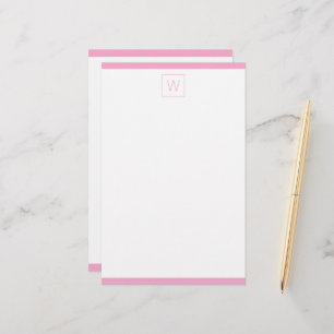 Simple Pink and White Monogram Stationery