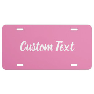 Simple Pink and White Script Text Template License Plate