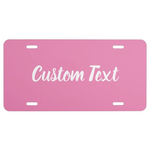 Simple Pink and White Script Text Template License Plate