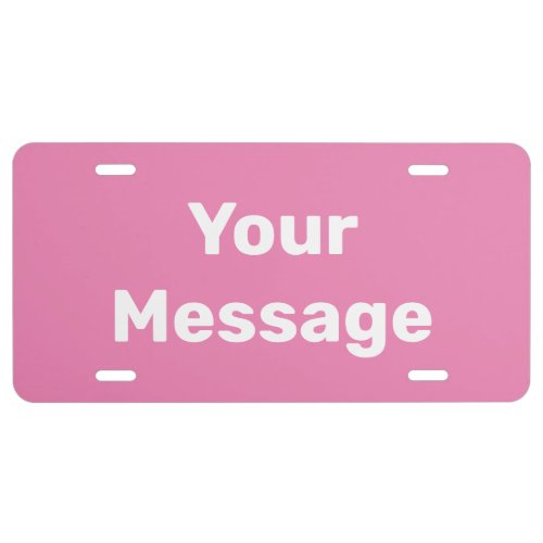 Simple Pink and White Text Template License Plate