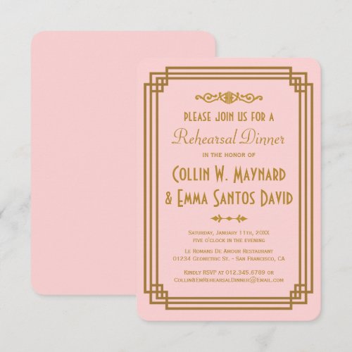 Art Deco Rehearsal Dinner Invitations