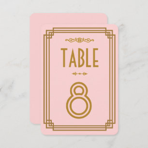 Simple Pink Art Deco Wedding Table Numbers