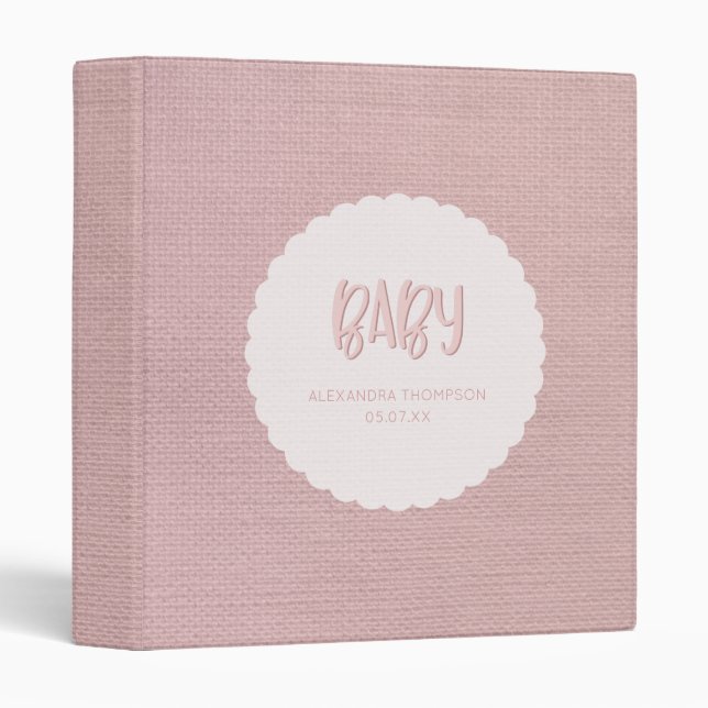 Simple Pink Baby Book Baby Records Binder (Front/Spine)