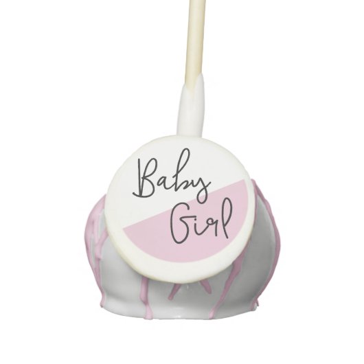 Simple Pink Baby Girl Modern Baby Shower Cake Pops (Front)
