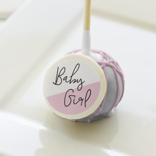 Simple Pink Baby Girl Modern Baby Shower Cake Pops (Front Insitu)