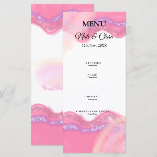 Simple pink beige watercolor glitter custom weddin menu