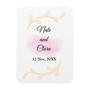 Simple pink beige watercolor handpainted wedding magnet