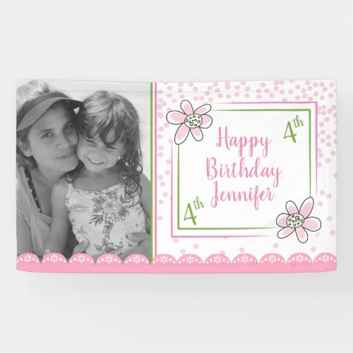 Simple Pink Birthday Custom Photo Banner