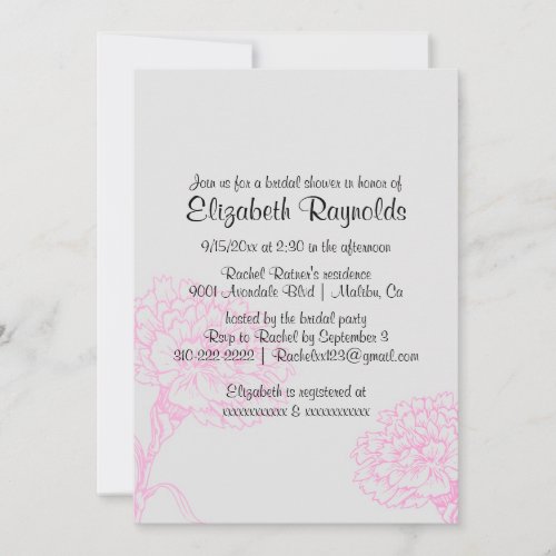 Simple Pink &amp; Black Bridal Shower Invitations