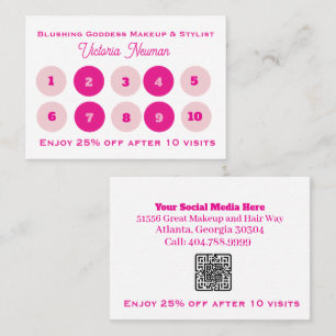 Simple Pink & Black Business QR Code Loyalty Card