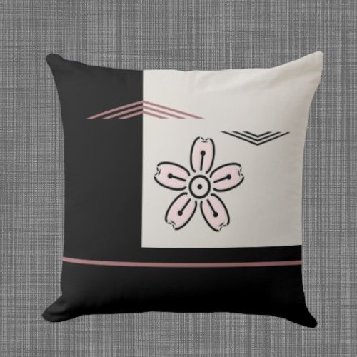 Simple Pink  Black Cherry Blossom Throw Pillow