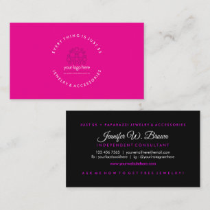 Simple Pink Black Jewelry Custom Logo Business Card