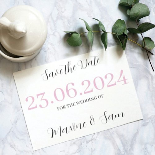 Simple PinkBlack Save The Date Cards