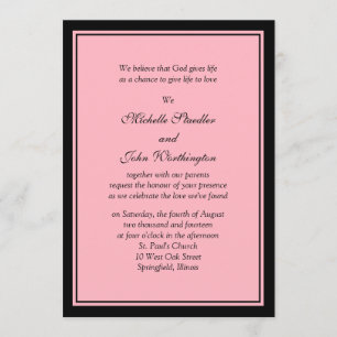 Simple Pink & Black Wedding Invitation Template